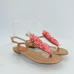 Sam Edelman Brinda Embellished Sandals Beaded Thong Slingback Size 5 Coral Pink